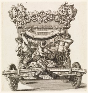 Vorderansicht der ersten Kutsche (1686 von Lord Castlemaine von Andrea Cornelly nach Ciro Ferri, 1687-1700 von Giovanni Battista Lenardi