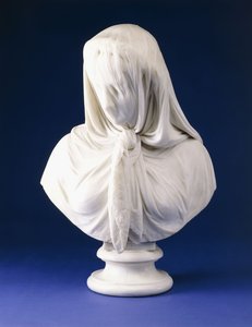 Eine Marmorbüste einer verschleierten Frau, 1867 von Giovanni Battista Lombardi