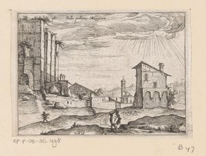 Ruinen des Palazzo Maggiore in Rom und Gebäude in der Nähe (Ansichten von Rom) von Giovanni Battista Mercati