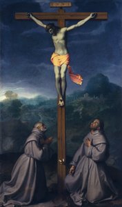Kreuzigung mit den Heiligen Bernardino und Antonius von Padua, Kirche San Giuliano, Albino von Giovanni Battista Moroni