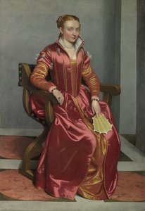 Porträt einer Dame La Dama in Rosso, ca. 1560 von Giovanni Battista Moroni