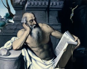 Heiliger Hieronymus meditierend oder lesend von Giovanni Battista Moroni