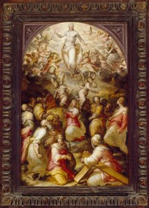 Christus in Herrlichkeit mit den Heiligen Agnes und Helena, 16. Jahrhundert von Giovanni Battista Naldini