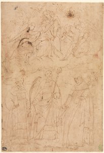 Madonna und Kind in Herrlichkeit über drei Heiligen von Giovanni Battista Paggi