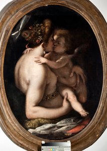 Venus und Amor. Gemälde von Giovanni Battista Paggi (1554-1627). Genua, Musei di Strada Nuova, Inv. Nr. PB 1409