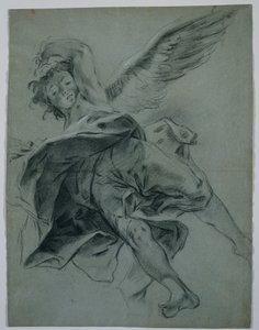 Ein fliegender Engel (recto); Studien von Händen, die Instrumente spielen (verso)