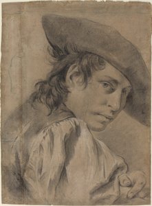 Ein junger Mann mit breitem Hut von Giovanni Battista Piazzetta