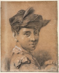 Kopf eines jungen Mannes mit Hut von Giovanni Battista Piazzetta