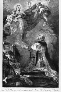 Die Jungfrau erscheint dem Heiligen Philipp Neri, von Giovanni Battista Piazzetta (1682-1754), Gravur von Innocente Alessandri, Italien von Giovanni Battista Piazzetta