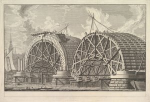 Ansicht eines Teils der geplanten Brücke bei Blackfriars, London, ca. 1764 von Giovanni Battista Piranesi