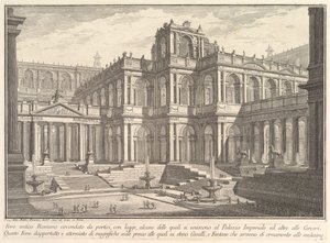 Antikes römisches Forum, umgeben von Portiken, mit Loggien, von denen einige kommunizieren w..., ca. 1750