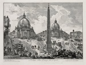 Ansicht der Piazza del Popolo (aus: Vedute di Roma) von Giovanni Battista Piranesi