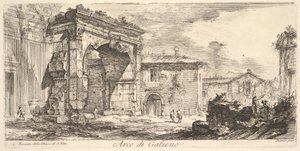 Bogen des Galienus. 1. Fassade der Kirche von S. Vito Arco di Galieno. 1. Facciata del..., ca. 1748
