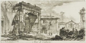 Bogen von Galienus. I. Fassade der Kirche von S. Vito, Tafel 29 aus Einige Ansichten von Triumphbögen und anderen Denkmälern