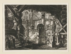 Carceri, XVI: Der Pier mit Ketten von Giovanni Battista Piranesi