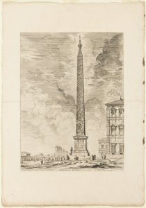 Ägyptischer Obelisk. Dieser wurde von Papst Sixtus V. auf der Piazza von St. Johannes im Lateran errichtet, aus Ansichten von Rom von Giovanni Battista Piranesi
