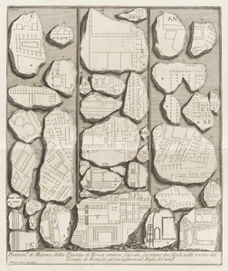 Frammenti di marmo della pianta di Roma antica (Marmorfragmente des antiken Roms) von Giovanni Battista Piranesi