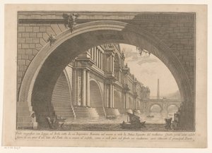 Ansicht einer Brücke mit Bögen und Loggien