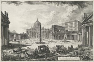 Ansicht des Petersplatzes mit dem Petersdom in der Vatikanstadt