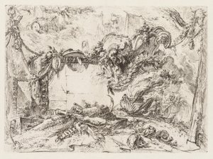 Grotesken: Ruinen mit Schädeln und einer rauchenden Vase von Giovanni Battista Piranesi