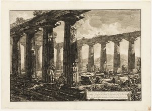 Innenansicht des Tempels, der angeblich Juno gewidmet war, aus Verschiedene Ansichten von Paestum von Giovanni Battista Piranesi