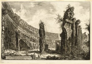Innenansicht des Flavischen Amphitheaters, genannt das Kolosseum, aus Ansichten von Rom