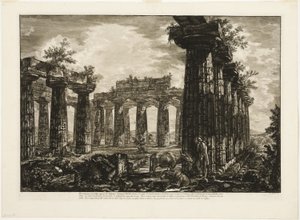 Innenansicht des sogenannten College des Anfictions, aus Verschiedene Ansichten von Paestum von Giovanni Battista Piranesi