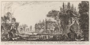 Teil der antiken Via Appia außerhalb des Porta S. Sebastiano