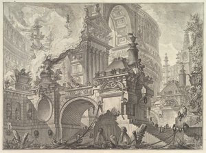 Teil eines großen prächtigen Hafens, der den alten Römern gewidmet ist, wo man das Innere..., ca. 1749-50 von Giovanni Battista Piranesi