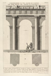 Teilansicht und Plan des Portikus erster Ordnung am Theater von Marcellus, 1756 von Giovanni Battista Piranesi