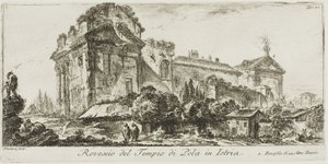 Rückansicht des Tempels von Pola in Istrien. 1. Rückansicht eines anderen Tempels, Platte 22 aus Einige Ansichten von Triumphbögen und anderen Denkmälern von Giovanni Battista Piranesi