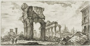 Tempel des Jupiter Tonans [Jupiter der Donnerer]. 1. Tempel der Concordia, Platte 7 aus Einige Ansichten von Triumphbögen und anderen Denkmälern von Giovanni Battista Piranesi