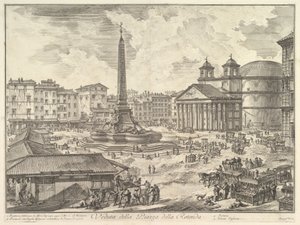 Die Piazza della Rotonda, mit dem Pantheon und Obelisk (Veduta della Piazza della Rotonda), aus "Vedute di Roma" von Giovanni Battista Piranesi