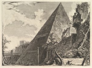Die Pyramide des Gaius Cestius, aus Vedute di Roma, ca. 1756 von Giovanni Battista Piranesi