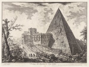 Ansicht des Pyramiden-Grabes von Caius Cestius, aus Vedute di Roma von Giovanni Battista Piranesi