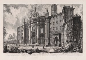 Ansicht der Fassade der Basilika S. Croce in Gerusalemme, aus Vedute di Roma von Giovanni Battista Piranesi