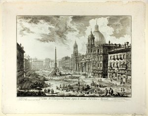 Blick auf die Piazza Navona über den Ruinen des Zirkus des Domitian, aus Ansichten von Rom von Giovanni Battista Piranesi