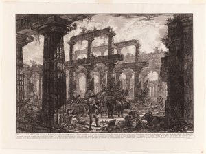 Ansicht der Überreste der Cella des Neptuntempels, aus Verschiedene Ansichten von Paestum von Giovanni Battista Piranesi