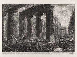 Innenansicht des Neptuntempels, beschrieben in Tafel X von Giovanni Battista Piranesi