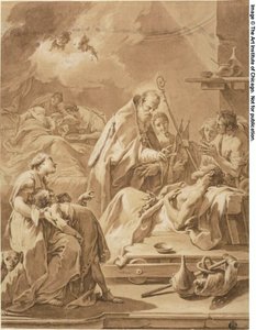 Der heilige Gilbert besucht die Kranken von Giovanni Battista Pittoni the Younger
