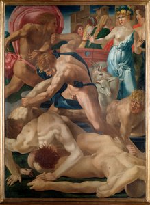 Moses verteidigt die Töchter Jethros von Giovanni Battista Rosso Fiorentino