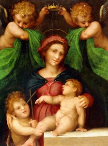 Die Madonna und das Kind mit dem kleinen Johannes dem Täufer und zwei Engeln, ca. 1512 von Giovanni Battista Rosso Fiorentino