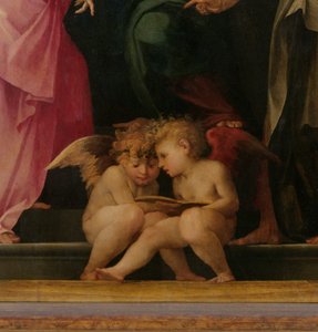 Zwei Engel lesen (Detail) von Giovanni Battista Rosso Fiorentino