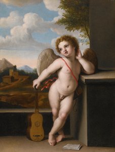 Ein Engel, der eine Gitarre hält