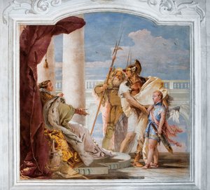 Aeneas präsentiert Amor, verkleidet als Ascanius, Dido, aus dem Raum der Aeneis in der Palazzina, 1757