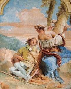 Angelica schnitzt Medoros Namen in einen Baum, aus dem Raum des Orlando Furioso in der Palazzina, 1757