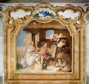 Angelica und Medoro verabschieden sich von den Bauern, aus dem Raum des Orlando Furioso in der Palazzina, 1757 von Giovanni Battista Tiepolo