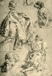 Detailstudien für die Fresken im Kaisersaal der Residenz in Würzburg, 1751-1752 von Giovanni Battista Tiepolo