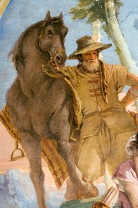 Detail von Bauer, aus Angelica kommt dem verwundeten Medoro zu Hilfe, aus dem Raum des Orlando Furioso in der Palazzina