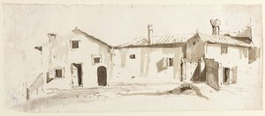 Bauerngebäude mit offenen Türen, Brücke und Tor von Giovanni Battista Tiepolo
